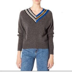 Sandro Nepeta Striped V-Neck Sweater
